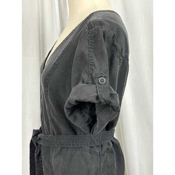 Pilcro Anthroplogie Washed Black V Neck SS Cargo Shirt Dress Size M - Picture 5 of 13